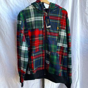 Polo Ralph Lauren Patchwork Plaid Fleece Hoodie Jacket